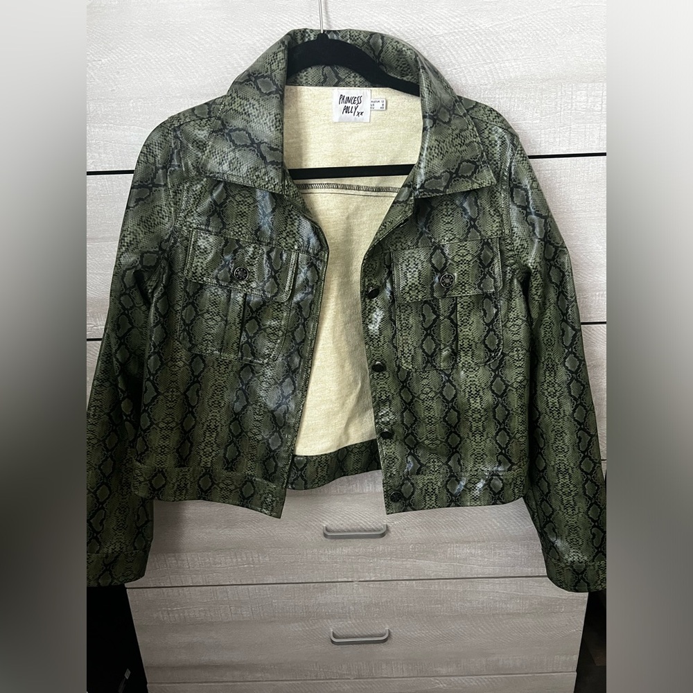 Faux Leather Snake Skin Pattern Jacket